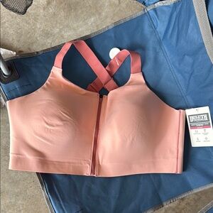 Duluth Trading Co Pink Sports Bra with Front Zipper
